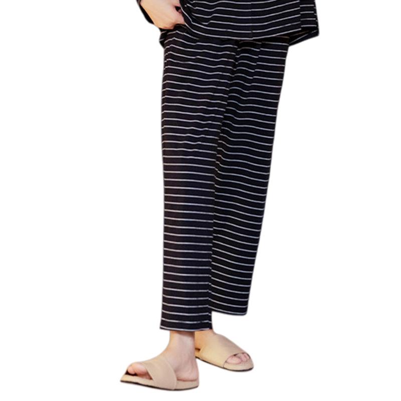 

Женский пижамный комплект с лацканами в полоску на осень 2025 года - Повседневная домашняя одежда с длинным рукавом для дома и улицы 2XL (67.5kg-75kg)