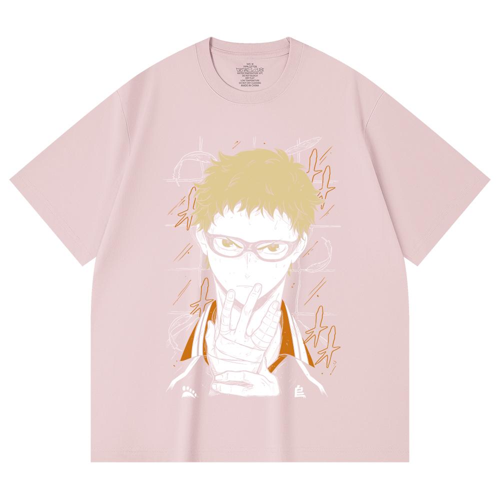230 Gsm 100% Cotton Haikyu V4 Tsukki Print Unisex Heavy Cotton T Shirt