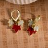 New Year'S Retro Ankara Red Maple Leaf Diamond Ear Buckle, Light Luxury High-End Niche Temperament Fashion Earrings