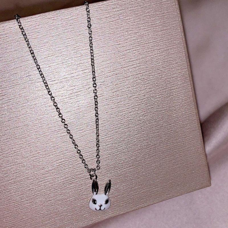 Ins Minimalist Female Collares Chain  Sterling Silver Animal Rabbit Pendant Necklace For Women 45cm Chain Choker  Gift