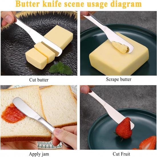 Homquen Stainless Steel Butter Knife, Butter Spreader, Butter Knives, Butter Spreader Knife for Kitchen Restaurant Party, Kitchen Gadgets, Set of 4