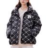 FILA Logo Pattern Full Print Stand Collar Warm Down Jacket Women outerwear Black T11W316903F-BK