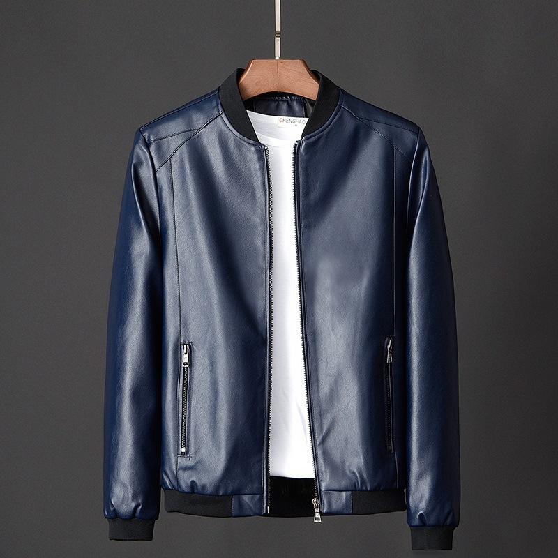 New leather jacket men's casual jacket, trendy slim-fit and stylish youth spring/autumn biker jacket