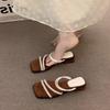 Niche Thick Heel Premium One-word Slippers Fairy Shoes Outer Wear 2025 Summer Temperament Evening French Sandals