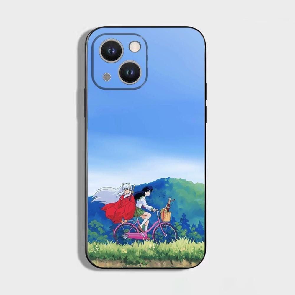 Anime I-Inuyasha Phone Case For iPhone 16 15 Plus 14 13 Pro Max 12 Mini 11 X XS XR 7 8 8Plus Black Soft Phone Coque