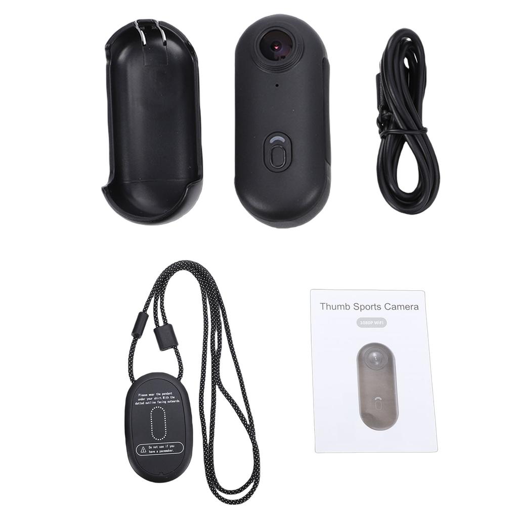Wearable Action Camera 1080P 2MP WiFi Body Worn Sports Camera Portable Camcorder for Security Guard Work Travel Black