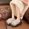 Small Thick-soled Muffins and Height-enhancing Cool Slippers Women's 2025 Summer New Solid Color Sweet Light Luxury One-word Slippers