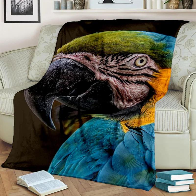 3D Colorful Macaws Parrot Birds Blanket,Soft Throw Blanket for Home Bedroom Bed Sofa Picnic Travel Office Rest Cover Blanket Kid