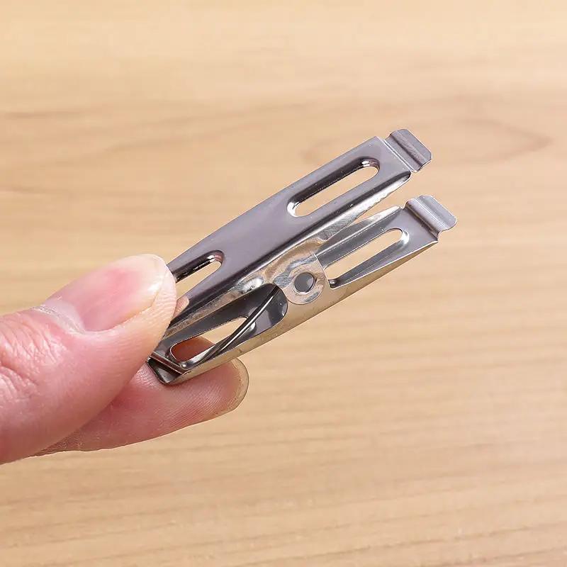 20pcs Stainless Steel Flat Mouth Clothespins, Binder Clips, Drying Hanger, Metal Clip Set, Metal Clothes Clips For Clothes Sock
