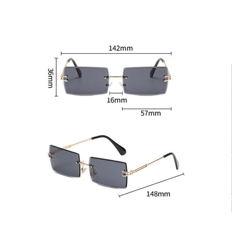 Unpolarisiert Mode Randlose Rechteckige Sonnenbrille Frau Verlauf Sonnenbrille Randlose Schneidlinse Luxusmarke Designer Reisebrille