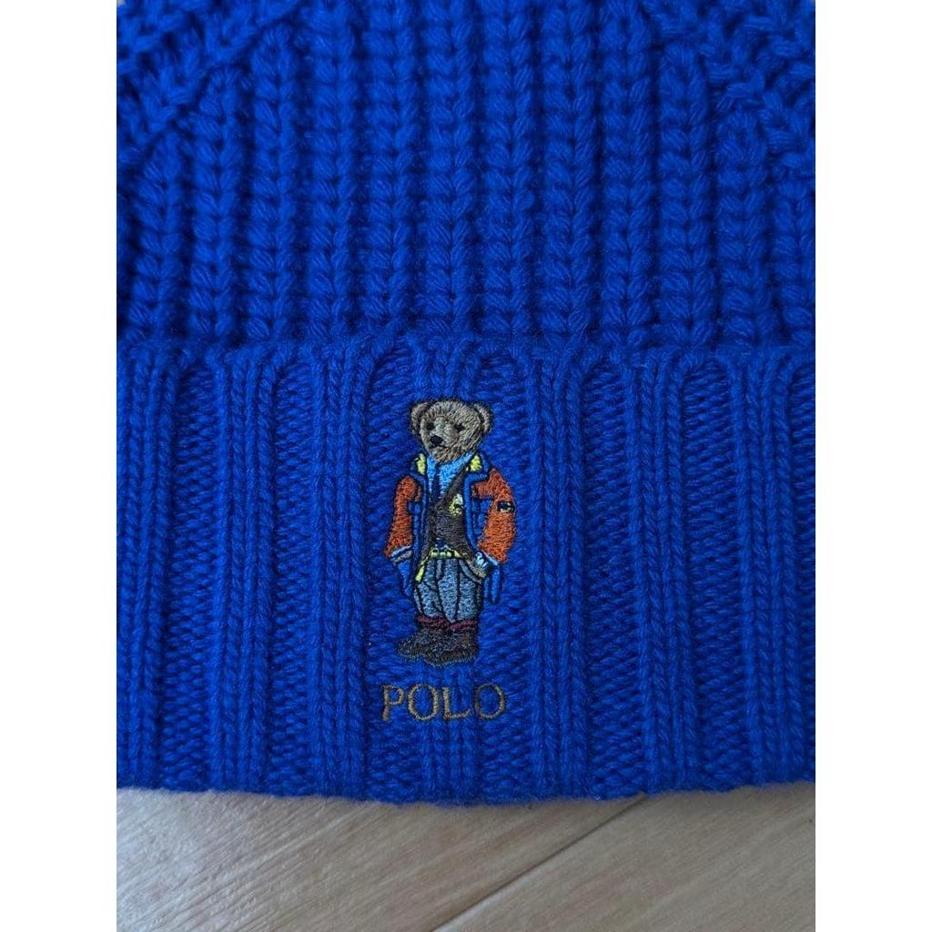 Used Good Condition Polo Ralph Lauren Polo Bear Knit Hat Beanie Blue