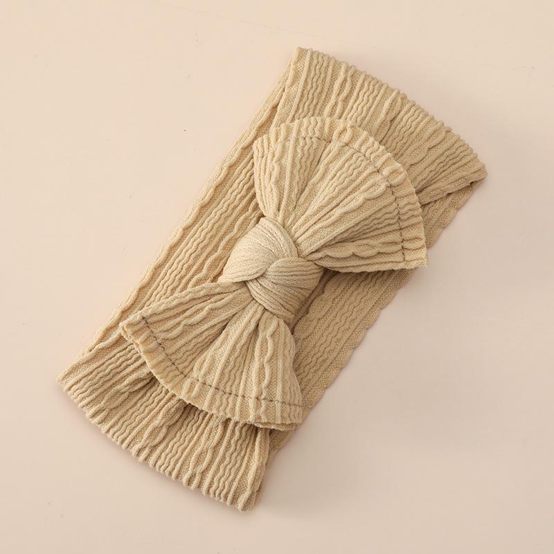 Opaska Dziecięca z Kokardą Podwójna Żakardowa Szeroka Elastyczna Węzeł na Górze Regulowana dla Dziewczynek 0-24 Miesięcy Miękka Bawełniana Opaska Niemowlęca Do Zdjęć Noworodkowych