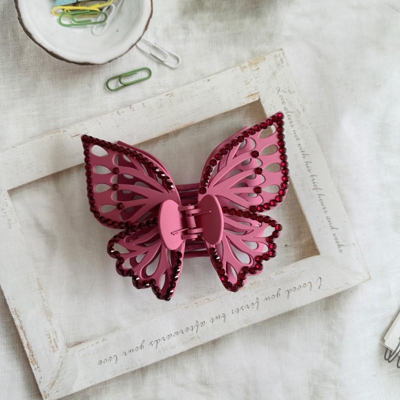 New Butterfly Big Hair Claws Fashion Barrettes Acrylic shining Double Layer Hair Accessories for Girls Claw Clip