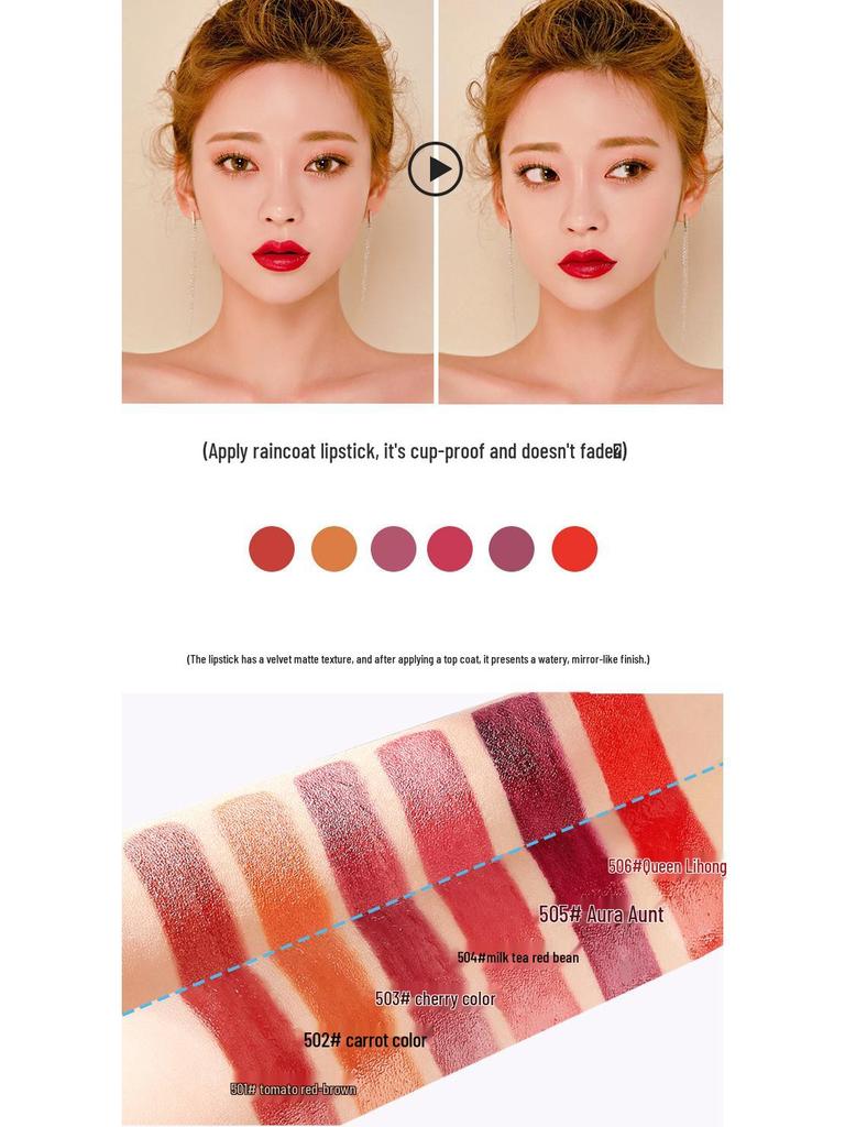 Cinnamon Milk Tea Non-Fading Waterproof Lipstick: Non-Stick, Bare Face Friendly, Instant Delivery