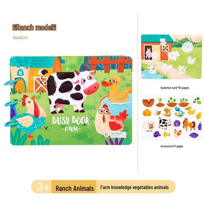 Cross-border Children s Educational Animal Busy Book with Reusable Stickers
