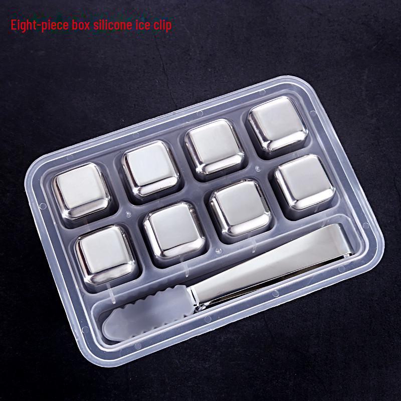 Sada kostek ledu na whisky z nerezové oceli zlatá - kovová rychlomrazicí ocel 304 na whisky, víno a další