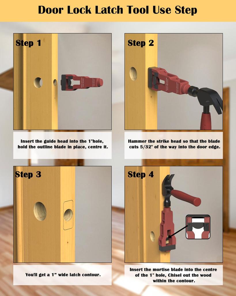 Door Latch Mortise Tool Remove Material To Install DoorLatch Door Latch Tool for Clean, Precise Professional Installation