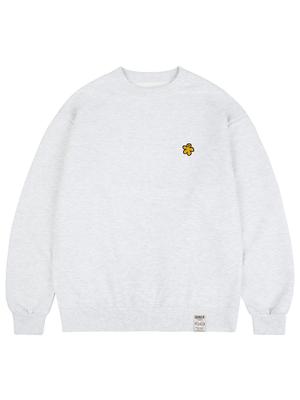 GRAVER [Unisex] Yellow Odd Flower Embroidered Sweatshirt_Melange White