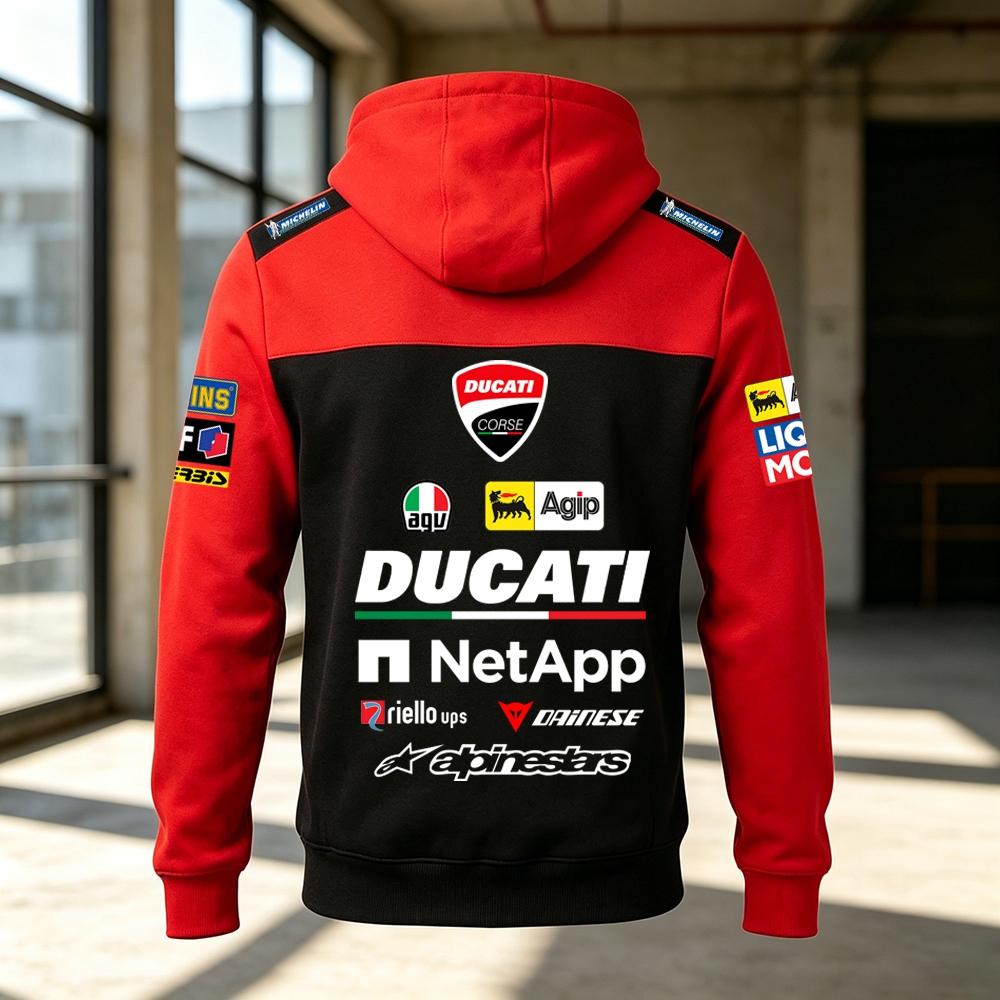 Herren Ducati Corse MotoGP Racing Hoodie Pullover Sweatshirt Lässig Motorrad Sport Kapuzenoberteil