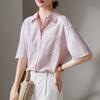 Simple commuting short sleeved shirt for women in 2026 summer, thin, fashionable, loose, versatile, solid color casual shirt