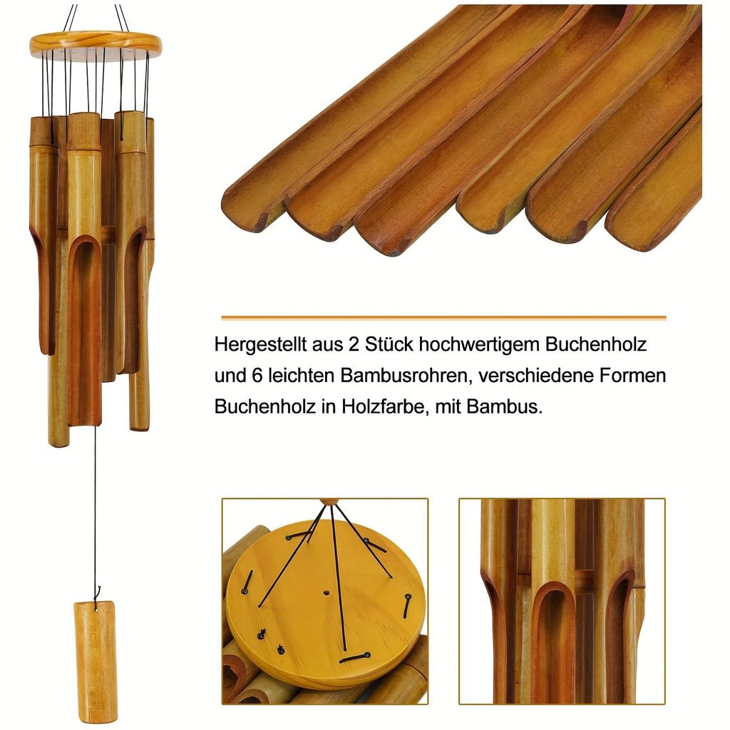 Breathtaking Bamboo Wind Chimes - Serene Melodic Tones, Rustic Zen Style - 30 Inch Patio Decor - Rich Echoing Sounds for Indoor