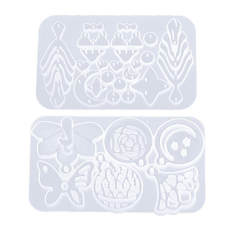 Silicone Resin Jewelry Mold Set, Multi Cavity Pendant and Earring Casting Mold for DIY Charm Making and Resin Crafts
