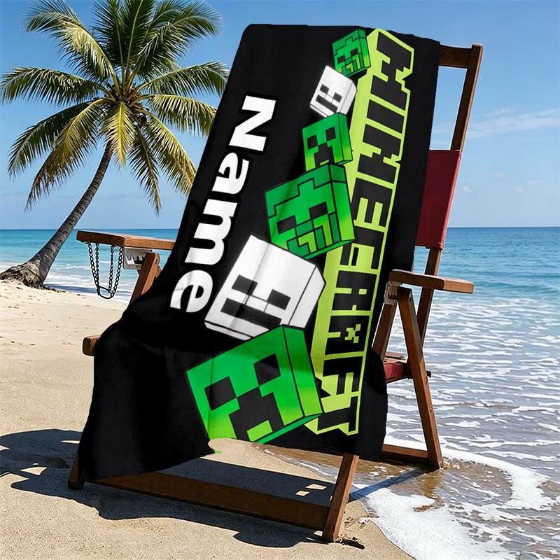 Custom Name Personalized Gamer craft Print Beach Towel, for Trip Camping Beach Party Home Decor, Birthday Gift for Family & Friends