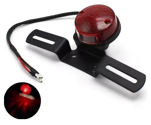 Motorcycle Retro Red Rear Tail Brake Stop Light Lamp W/ License Plate Mount For Harley Honda Chopper Bobber