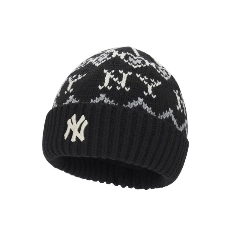 MLB Contains Wool Knitted Beanie Hat Unisex Black Fashion 3ABNBM546-50BKS