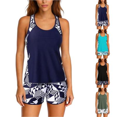 Women's Sports Swimsuit Two-piece Set, Vest , Shorts, Printed