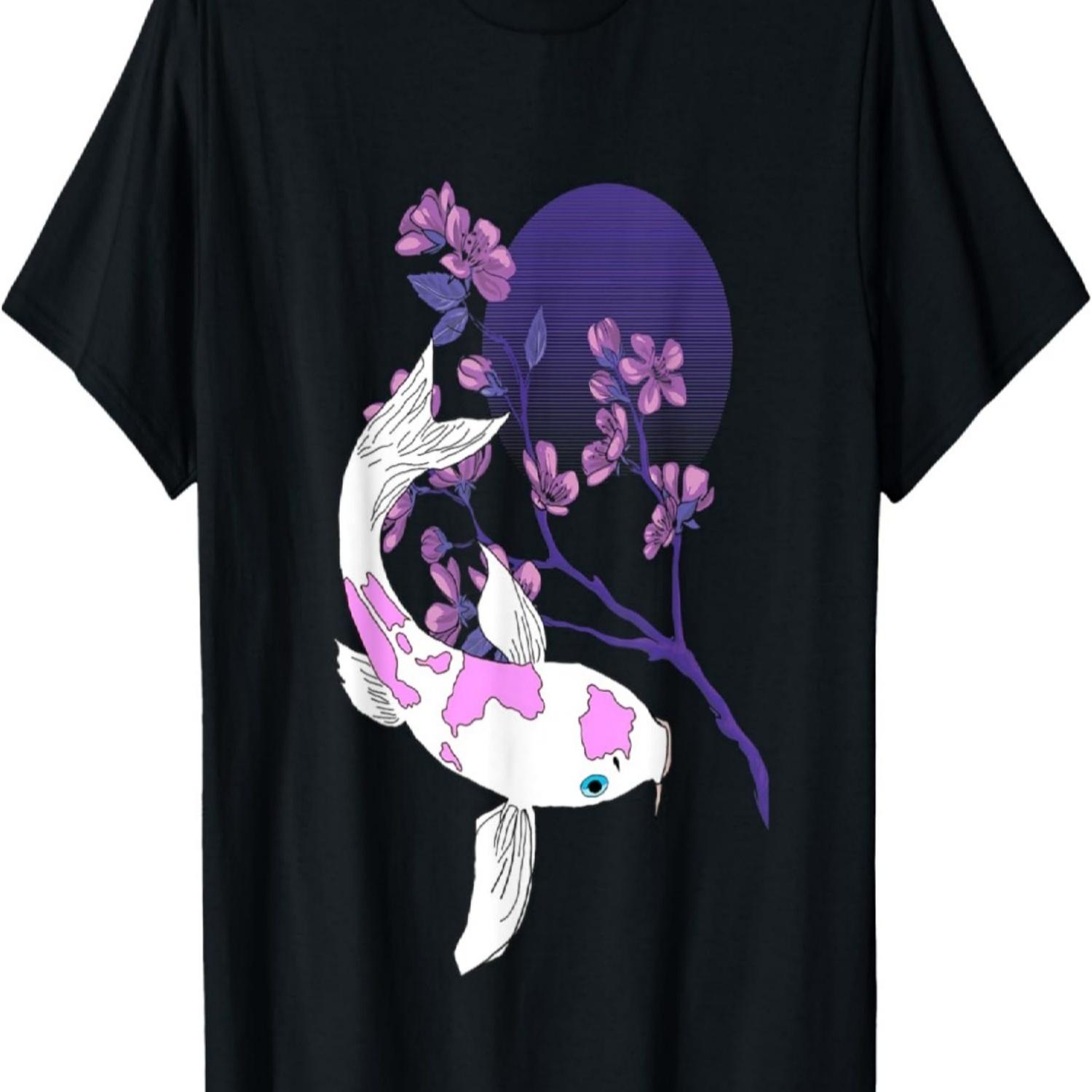 Koi  Koi Carp Full Moon Cherry Blossom Nishikigoi T-Shirt S