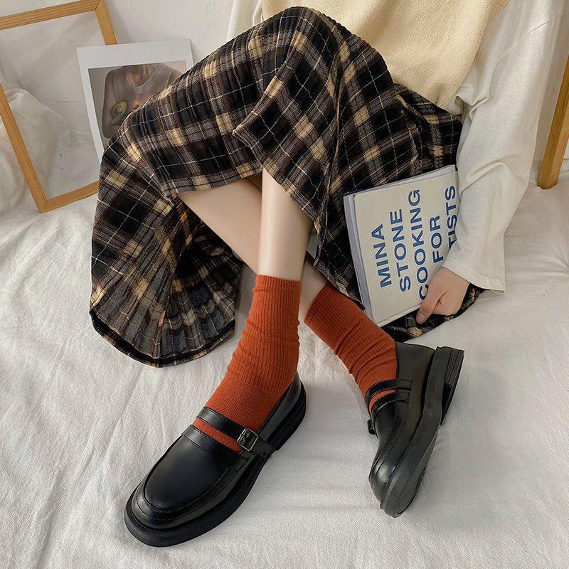 

Маленькие кожаные туфли школьницы универсальные винтажные Мэри Джейн школьная форма весенне-осенние одинарные туфли круглый носок 35 чёрный