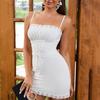 New Lace Suspender Dress, European and American Sexy Backless Front Strap Pleated Hip Skirt
