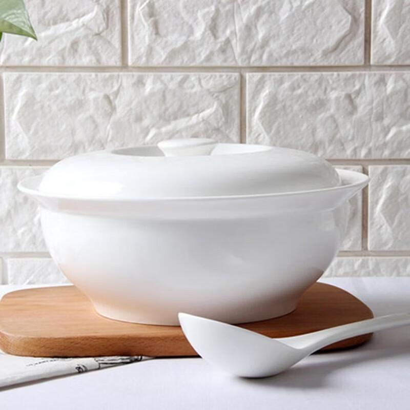 Fuao Čistě bílá keramická polévková mísa s víkem