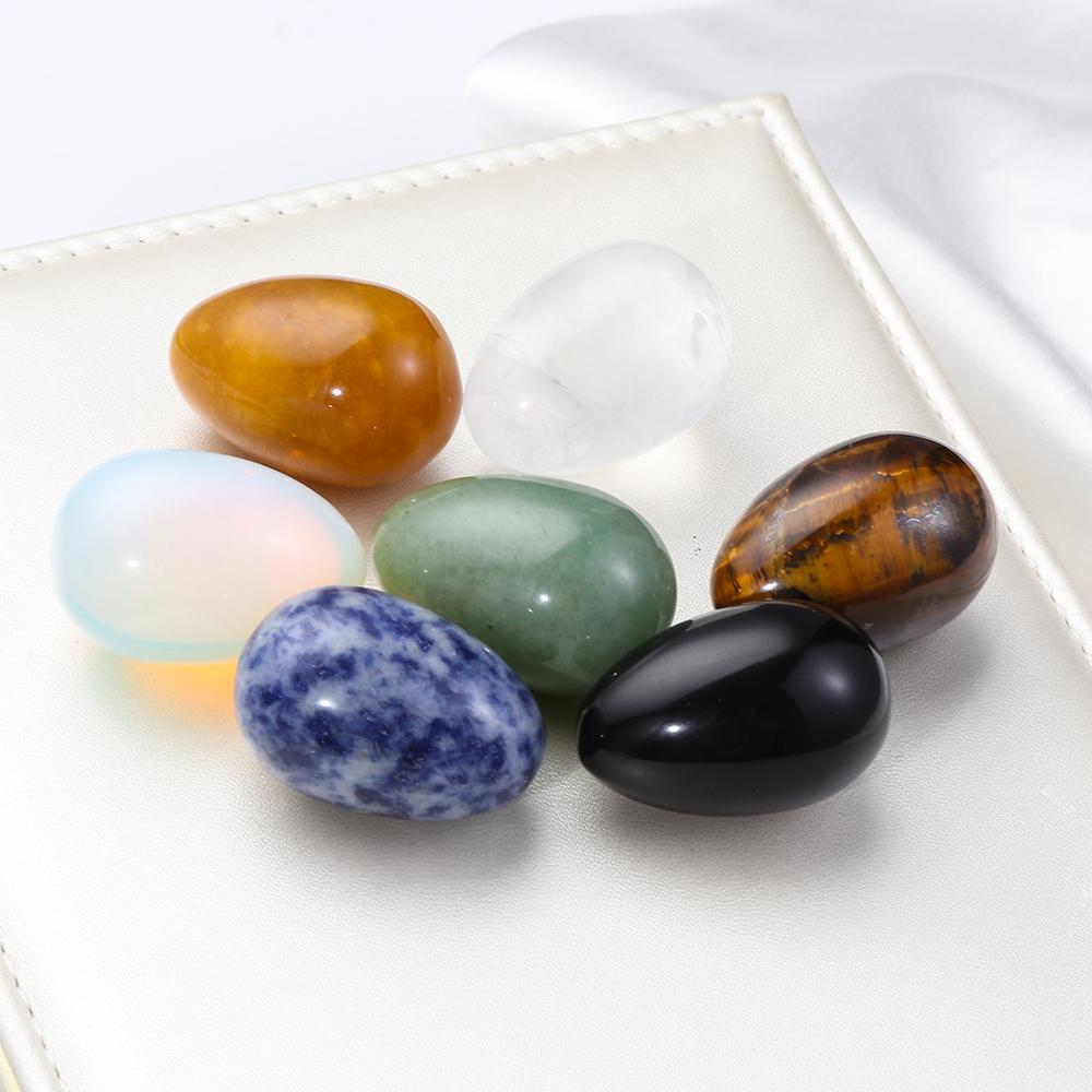 For Collection Natural White Crystal Natural Stone Healing Egg Pattern Mini Ornament Healing Stone
