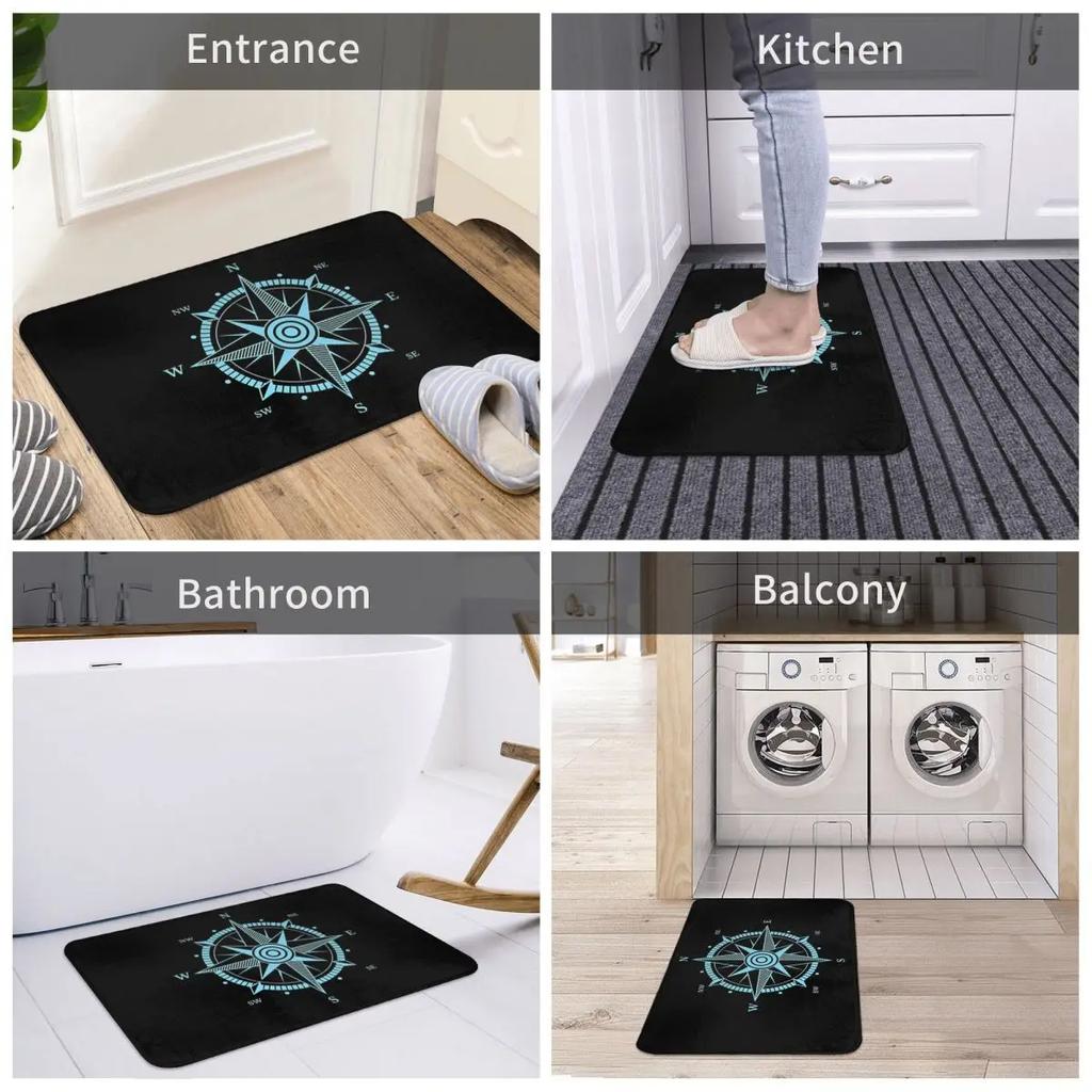 Anchor Bath Mat Nautical Compass Card Sailor Captain Door Flannel Rug Entrance Home Decor