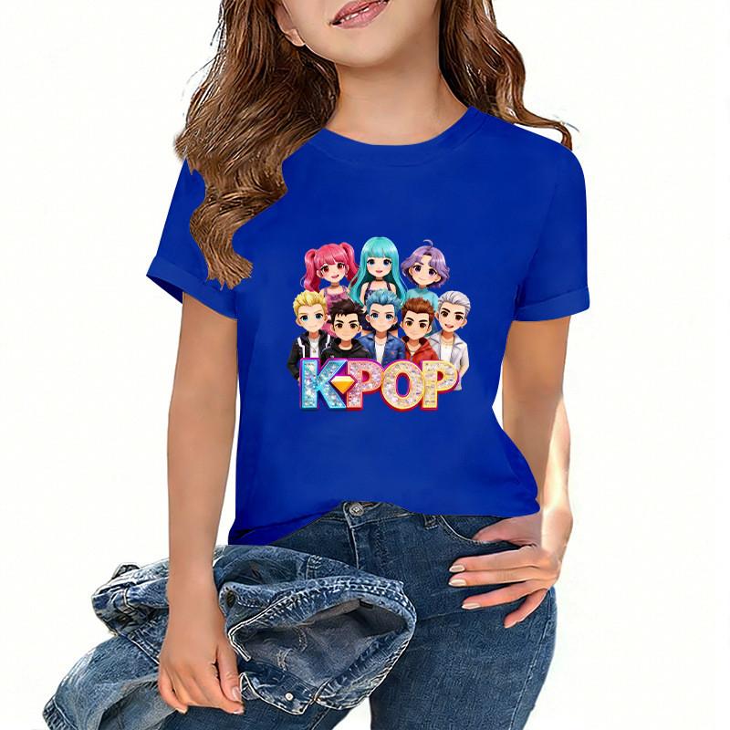 Kids Girls Kpop Hunters Zoey Mira Rumi Print Cotton T-shirt