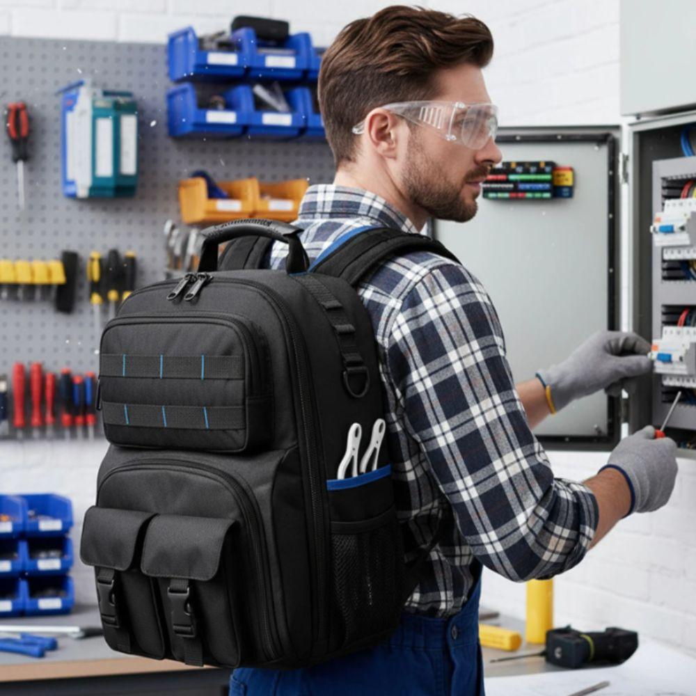 Removable Organizer Pouch Tool Backpack Waterproof Electrician Tool Bag Toolkit  Electrician
