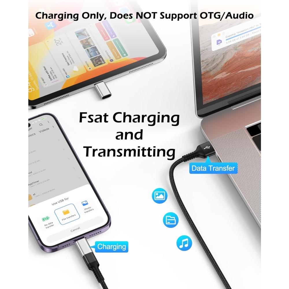 USB C to Lightning Adapter Type C to Lightning Adapter Support PD Fast Charging & Data Sync Not for Audio/OTG