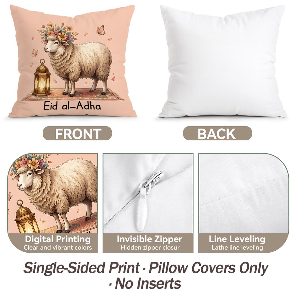 Eid Al Adha Sheep Moon Floral Pattern Cushions Pillowcase Polyester Cushion Cover Throw Pillow Pillowcover Home Car Sofa Decor