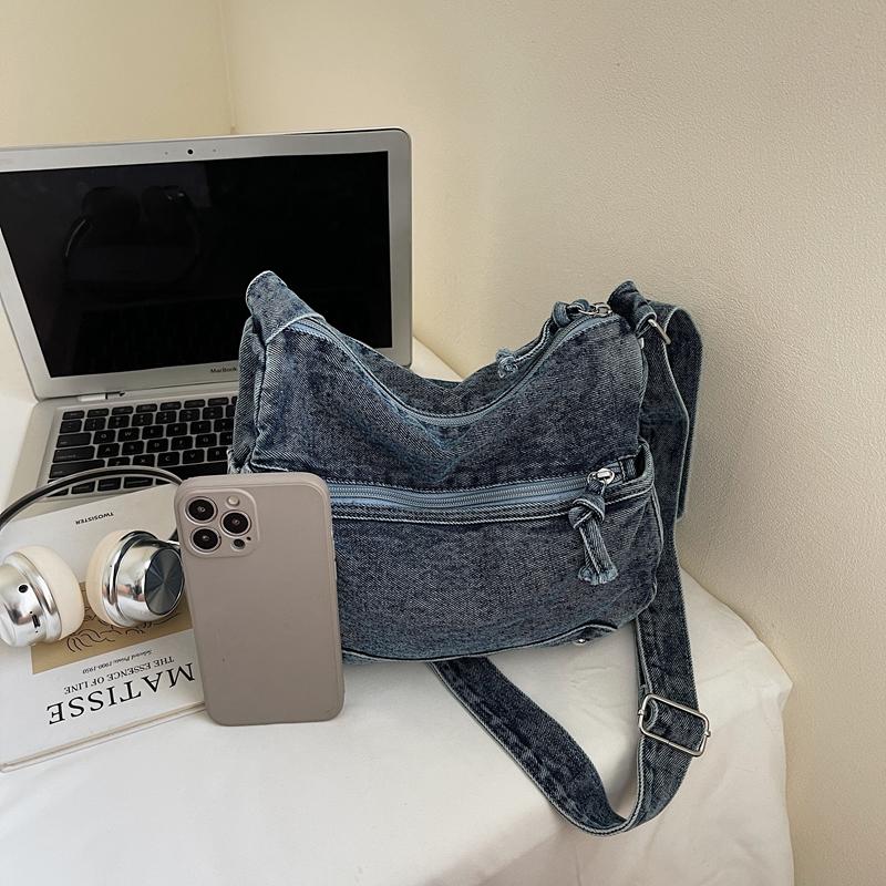 Denim Bag Women's Large Capacity Shoulder Crossbody Bag Vintage Commuter Bag