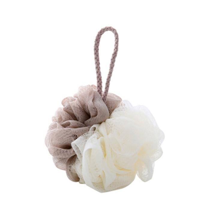 

Two-Tone Shower Ball with Lanyard: Soft, Thickened Bath Flower for Rich Lather and Back Scrubbing. 30g абрикосовый