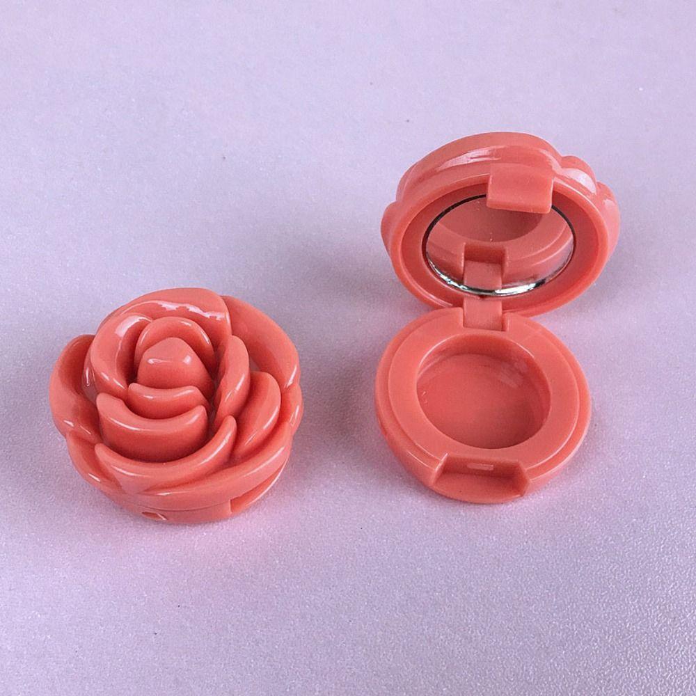 3D Rose Cosmetic Lip Balm Container Small Mirror Empty Refillable Eyeshadow  Pot  Women
