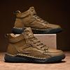 British High Top Men's Shoes, Winter Plush Insulation, Cotton Shoes, Outdoor Sports, Leisure, Soft Leather, Soft Sole, Wide Feet