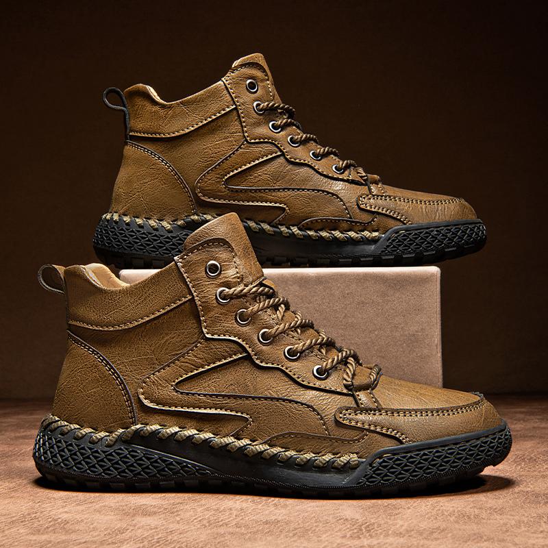 British High Top Men's Shoes, Winter Plush Insulation, Cotton Shoes, Outdoor Sports, Leisure, Soft Leather, Soft Sole, Wide Feet