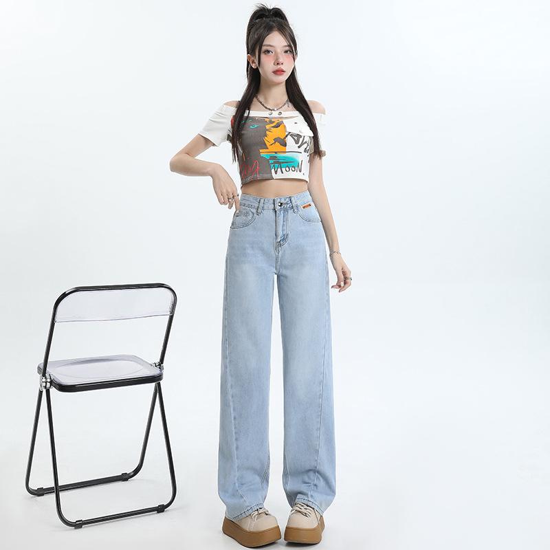 Korean High-Waist Slim Straight Jeans for Women - Spring/Summer 2025 Collection