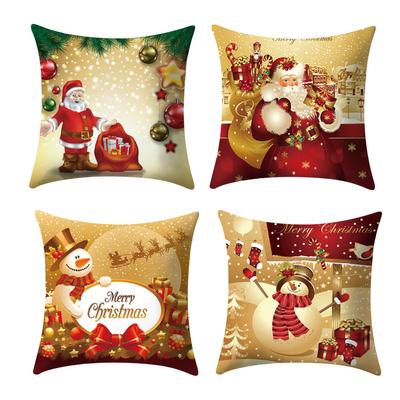 4PCS Christmas Pillow Cover Simple Xmas Decorative Throw Pillow Case for Living Room Sofa