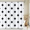 Black And White Modern Simple Shower Curtain Home Bathroom Decoration Printing Polyester Fabric Bath Curtains With Hooks