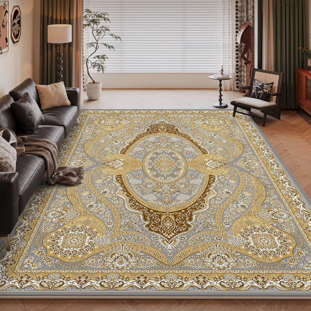 Bohemia Golden Deluxe Living Room Rugs Decoration Bedroom Anti Slip Floor Mats Large Area Carpet Lounge Rug Persian Mat Washable