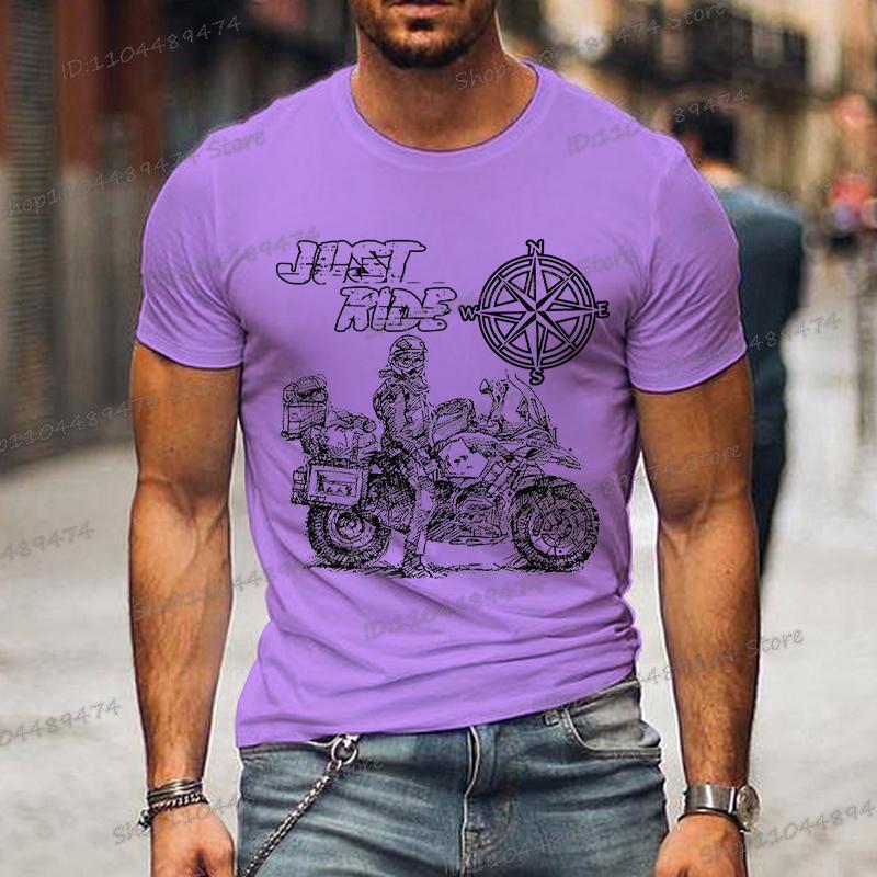 Just Ride Motorrad GS Adventure mit Kompassdruck T-Shirt Herren Mode Sommer T-Shirts Street Style Motorrad Herren T-Shirts